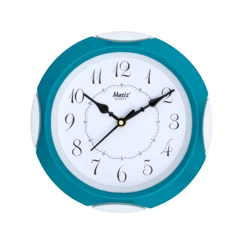 Image of Matiz 118 Round Wall Clock Green White Color Plastic Case