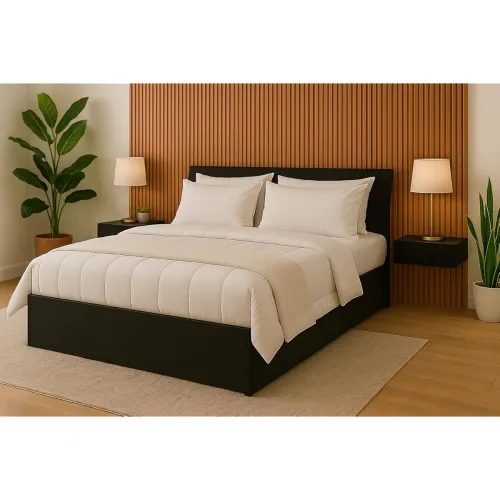 Image of MATTERHORN Engineered Wood Bed in Ebony Black – Queen Size