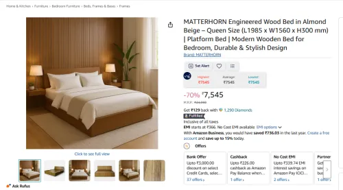 Image of MATTERHORN Engineered Wood Bed Queen Size (L1985 x W1560 x H300 mm)