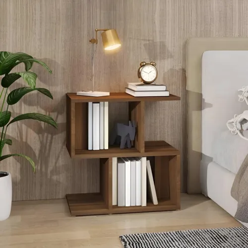 Image of MATTERHORN Engineered Wood Bedside Table with Shelves