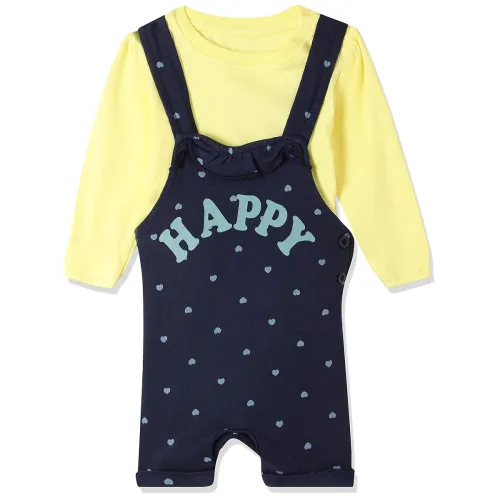 Image of Max Baby Girls Printed Romper With T-shirt
