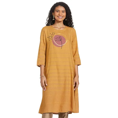Image of Max Women Nylon Printed Three-Quarter Kurta