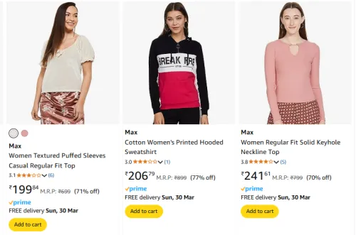 Image of Max Women's Polyester Western Top Starting @ ₹199