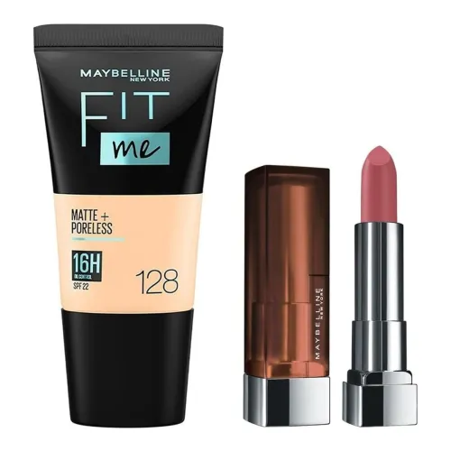 Image of Maybelline New York Matte Lipstick Almond Pink 3.9g & Maybelline New York Liquid Foundation Fit Me Warm Nude 18ml