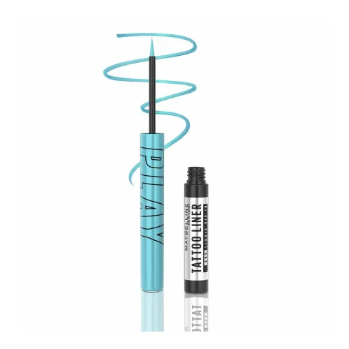 Image of Maybelline New York Tattoo Play Light Blue Liquid Eyeliner - Ride, Upto 48 Hours Bold Color