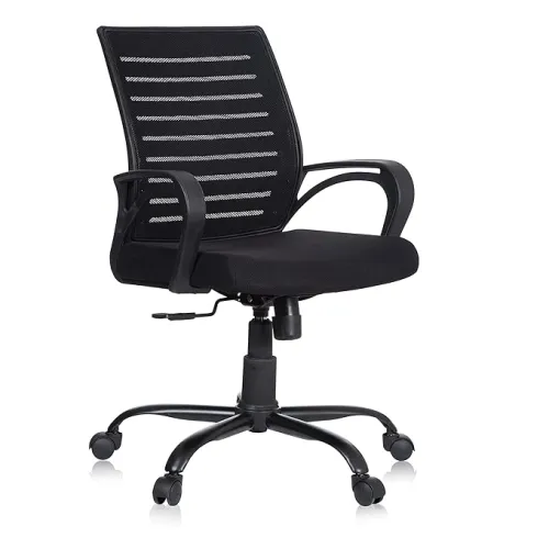Image of MBTC® Ace Mid Back Metal Base Office Chair / Study Chair (Black)
