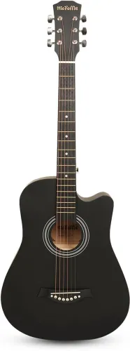 Image of Medellin 38” matt black Acoustic Guitar Linden Wood Rosewood Right Hand Orientation  (Black)