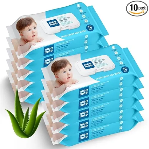 Image of Mee Mee Wet Wipes for Baby Skin, 72 Wipes/Pack With Lid (Pack of 10 Wet Wipes)
