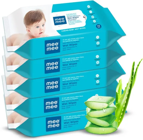 Image of MeeMee Soft Cleansing Baby Wet with Aloe vera - Pack of 5 (360 Wipes)