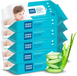 MeeMee Soft Cleansing Baby Wet with Aloe vera - Pack of 5 (360 Wipes)