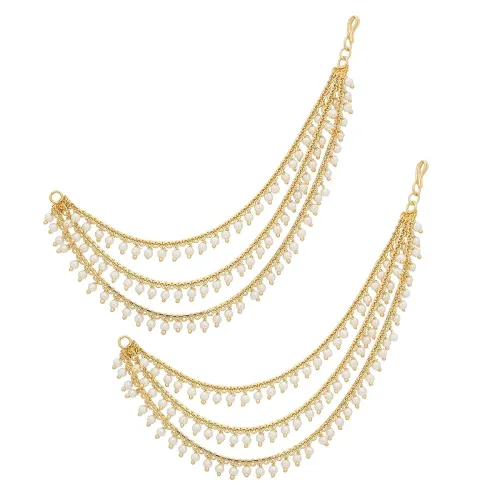 Image of MEENAZ Brass copper Gold kanchain 3 layer Earrings for women