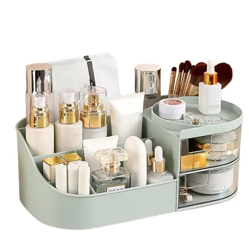 Image of MEGHARSH Plastic Makeup Desk Cosmetic Storage Box Organizer
