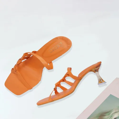 Image of MEHNAM Textured Open Toe Slim Heels