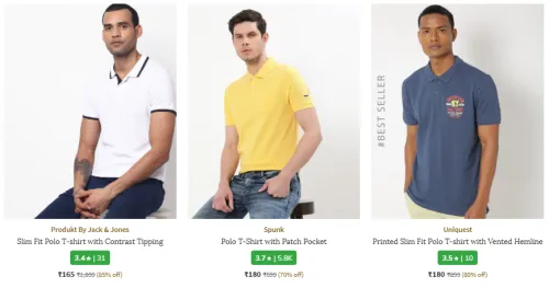 Image of Men Branded T-shirts @ Up to 85% Discount | Start ₹165