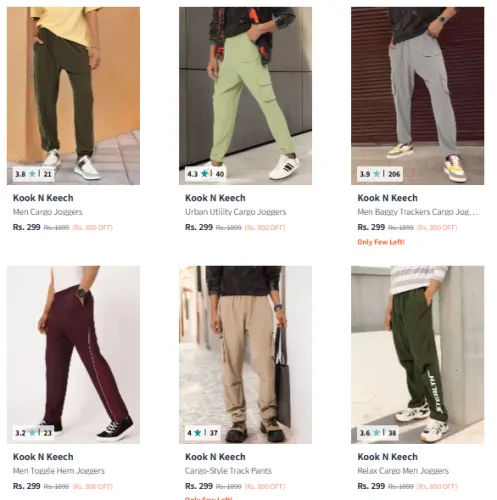 Image of Kook N Keech Men Cargo Joggers At Starting @ ₹299