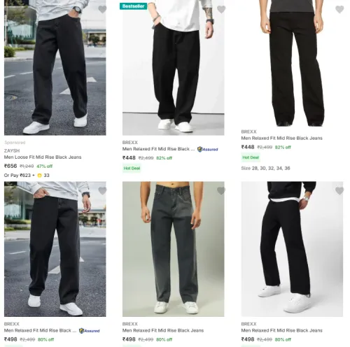 Image of Men Denim Look Jeans Minimum 70% Discount