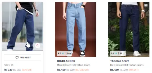 Image of Men Fashion Jeans Minimum 80% Discount