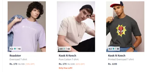 Image of Men Fashion Oversize t-shirt Starting @ ₹179