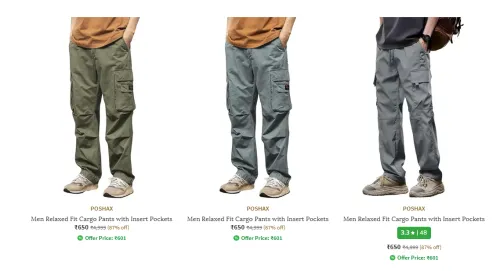Image of Men Fashion Regular Fit Cargo Minimum 80% Discount