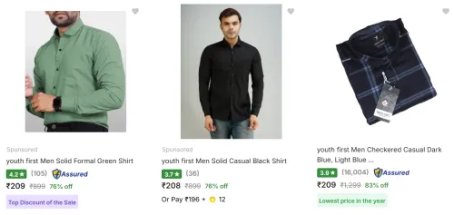 Image of Men Fashion Sirt Starting @ ₹208