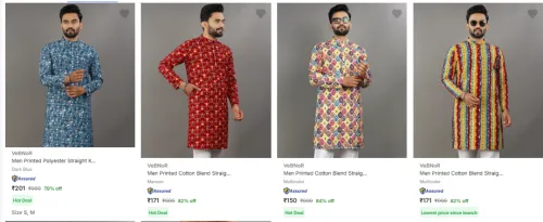 Image of Men Printed Kurta Price only @ ₹150