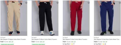 Image of Men's Cotton Blend Trousers Starting @341
