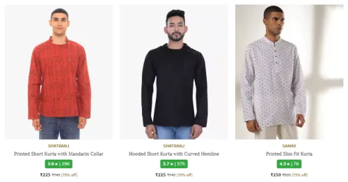 Image of Men's kurta starting @ ₹225