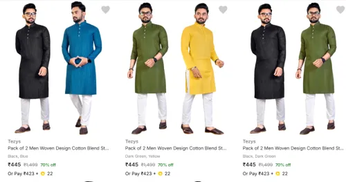 Image of Men's Kurtas Minimum 70% Discount