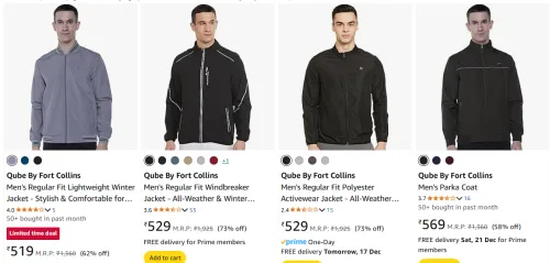 Image of Men's Regular Fit Lightweight Jacket up to 74% Discount