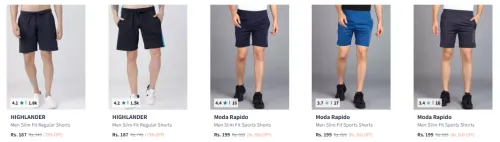 Image of Men's shorts starting @ ₹187