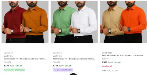 Image of Men Shirt Pack of 2 Starting @ ₹319