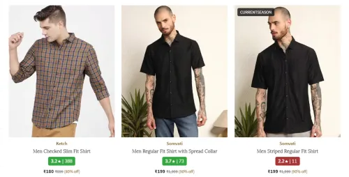 Image of Men shirts starting @ ₹180