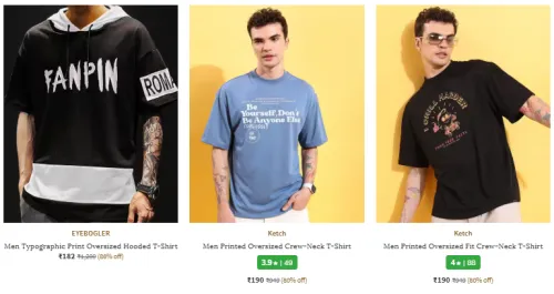 Image of Men's Oversized T-shirts @ Start ₹182