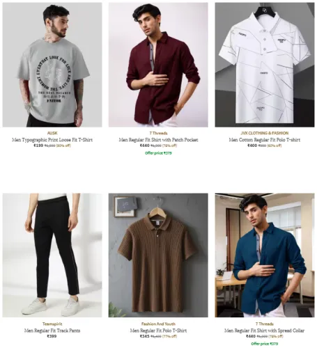 Image of Men's premium Clothing @ Under ₹499