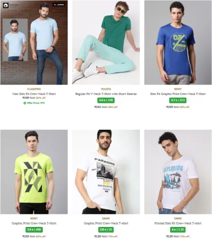Image of Men's T-shirts Starting @ ₹100
