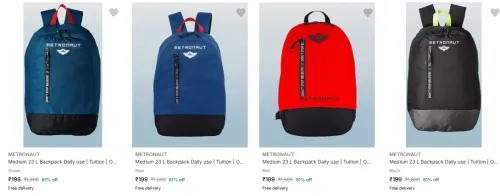 Image of Metronaut Backpacks Starts @ ₹199