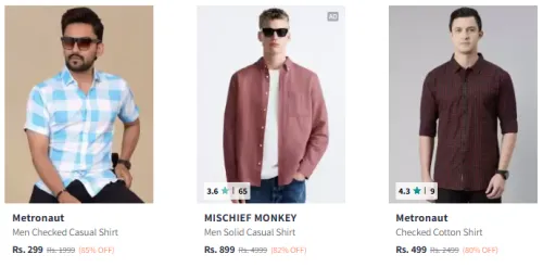 Image of Metronaut Brand Men's Shirts @ Minimum 80% Discount