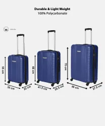 METRONAUT Hard Body Set of 3 Luggage 4 Wheels -
