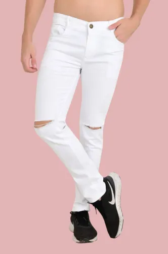 Image of METRONAUT Men Regular Mid Rise White Jeans