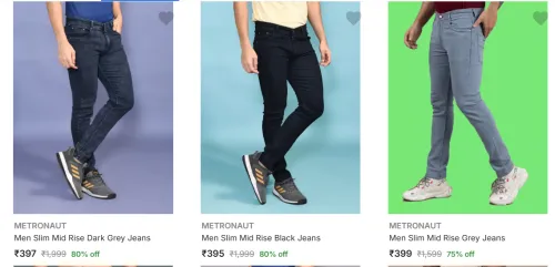 Image of Metronaut Men's Jeans Minimum 70% Discount Starting at just ₹395
