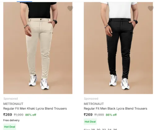 Image of METRONAUT Regular Fit Men Khaki Lycra Blend Trousers Starting At @₹269