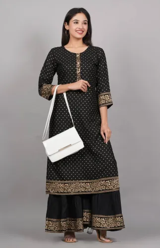 Image of MF HAYAT Women Viscose Rayon Kurti Sharara Set