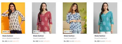 Image of Mialo Fashion Women's Kurti at minimum 82% Discount