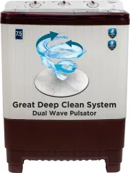 Midea 7.5 kg Semi Automatic Top Load Washing Machine Maroon, White (MWMSA075PPG(MW) .