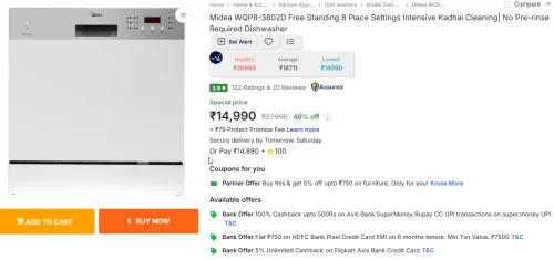 Image of Midea 8 Place Dishwasher – Intensive Kadhai Wash