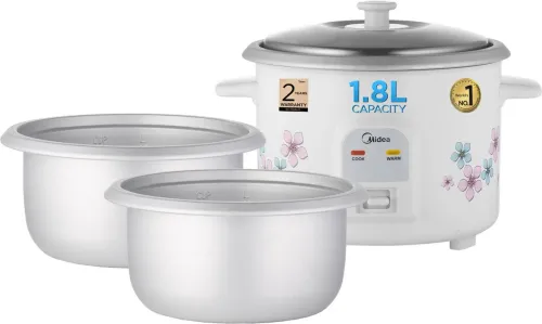 Image of Midea MR-GM18HA-2 inner pot Electric Rice Cooker with Steaming Feature (1.8 L, White).