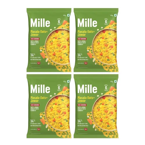 Image of Mille Masala Oats + Jowar, 40g * Pack of 4