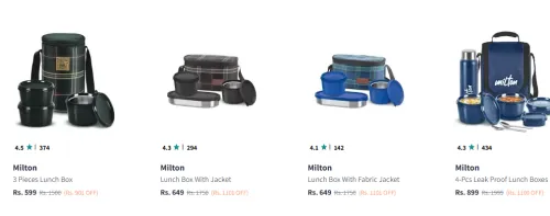 Image of Milton Black Lofty Tiffin: 3 microwave-safe steel containers with jacket. Starting Price @₹599
