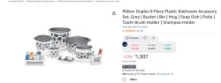 Milton Duplex 8 Piece Plastic Bathroom Accessory Set