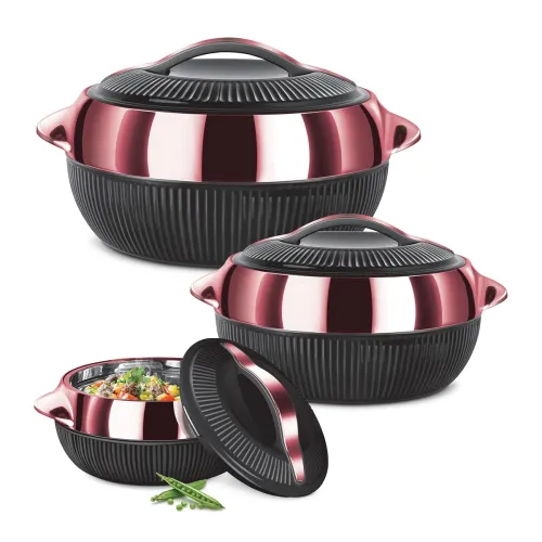 Image of MILTON Fiesta Inner Stainless Steel Serving Casserole Jr Set of 3
